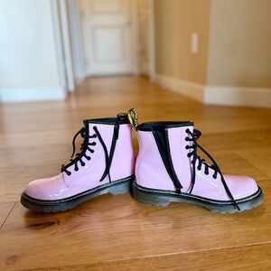 Dr. Martens Pink Patent Leather Boots Girls Sz 2 US Lace-Up & Zip